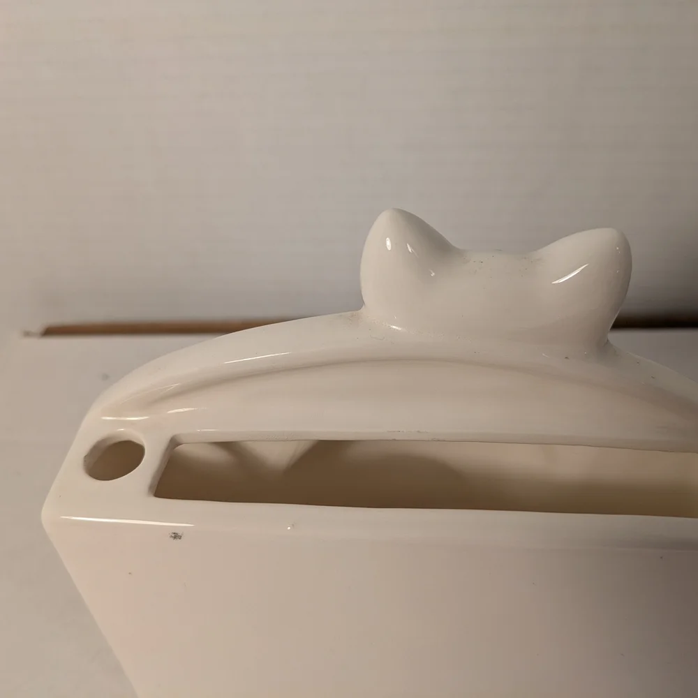 Ceramic Cat pen/ make up/ stationary Holder with Blue Accents by Otagiri